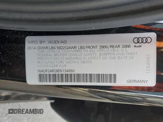 2014 Audi S6 Prestige with VIN WAUF2AFC8EN134550, listed as a Copart auction lot 86691244 with 0 mi miles and Salvage Title. Bid and sale history available at carsss.com. Image 13.