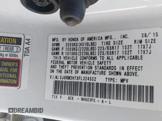 2015 Honda CR-V EX-L with VIN 5J6RM3H7XFL024502, listed as a IAAI auction lot 42056854 with 90,344 mi miles. Bid and sale history available at carsss.com. Image 9.