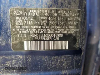 2013 Hyundai Elantra GT with VIN KMHD35LEXDU016908, listed as a Copart auction lot 62122514 with 115,407 mi miles and Salvage Title. Bid and sale history available at carsss.com. Image 13.