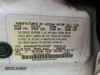 2005 Nissan Sentra S z VIN 3N1CB51D75L514107, wystawiony jako Copart lot #58093555 z przebiegiem 143 886 mil mil oraz Szkoda całkowita • Salvage title. Historia ofert i sprzedaży dostępna na DreamBid. Obrazek 12.