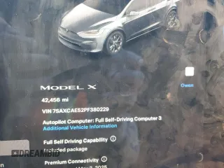 2023 Tesla Model X with VIN 7SAXCAE52PF380229, listed as a Copart auction lot 53535065 with 42,456 mi miles and Salvage Title. Bid and sale history available at DreamBid. Image 9.