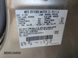 2004 Ford F-250 XL with VIN 1FTNW21P14EC27315, listed as a Copart auction lot 55226165 with 247,791 mi miles and Salvage title. Bid and sale history available at DreamBid. Image 12.