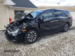2023 Honda Odyssey EX-L with VIN 5FNRL6H69PB048988, listed as a Copart auction lot 50163455 with 35,475 mi miles and Salvage Title. Bid and sale history available at carsss.com. Image 1.