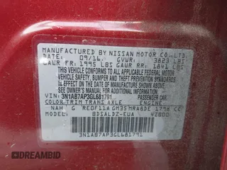 2016 Nissan Sentra S with VIN 3N1AB7AP3GL681791, listed as a IAAI auction lot 41067881 with 160,892 mi miles. Bid and sale history available at carsss.com. Image 9.