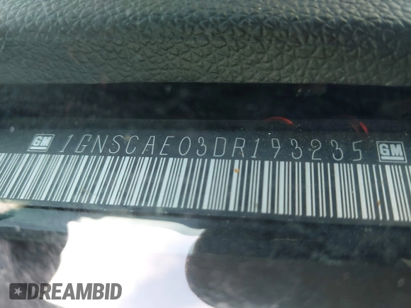 2013 Chevrolet Tahoe LS with VIN 1GNSCAE03DR193235, listed as a IAAI auction lot 41604766 with 204,455 mi miles and . Bid and sale history available at DreamBid. Image 9.
