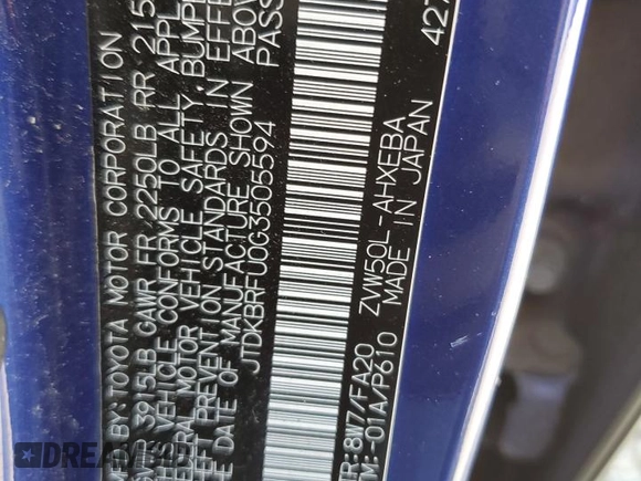 2016 Toyota Prius Two with VIN JTDKBRFU0G3505594, listed as a Copart auction lot 54621335 with 341,296 mi miles and Clean Title. Bid and sale history available at DreamBid. Image 12.