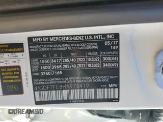 2017 Mercedes-Benz GLS 63 AMG with VIN 4JGDF7FE8HA978419, listed as a Copart auction lot 61480345 with 78,594 mi miles and Clean title. Bid and sale history available at DreamBid. Image 13.