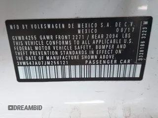 2018 Volkswagen GTI S с VIN 3VW547AU7JM256121, выставлен на аукционе IAAI как лот 42475397 с пробегом Не указан миль и . История ставок и продаж доступна на DreamBid. Изображение 9.