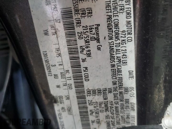 2015 Ford Focus SE with VIN 1FADP3F29FL310622, listed as a Copart auction lot 63591065 with 119,957 mi miles and Salvage title. Bid and sale history available at DreamBid. Image 12.