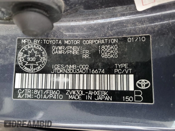 2010 Toyota Prius II z VIN JTDKN3DU3A0116674, wystawiony jako Copart lot #59738315 z przebiegiem 201 920 mil mil oraz Czysty tytuł • Clean title. Historia ofert i sprzedaży dostępna na DreamBid. Obrazek 13.