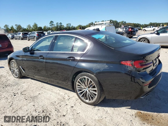 2023 BMW 5 Series 540i xDrive with VIN WBA73BJ03PCM49114, listed as a Copart auction lot 80693214 with 5,251 mi miles and Salvage Title. Bid and sale history available at carsss.com. Image 2.