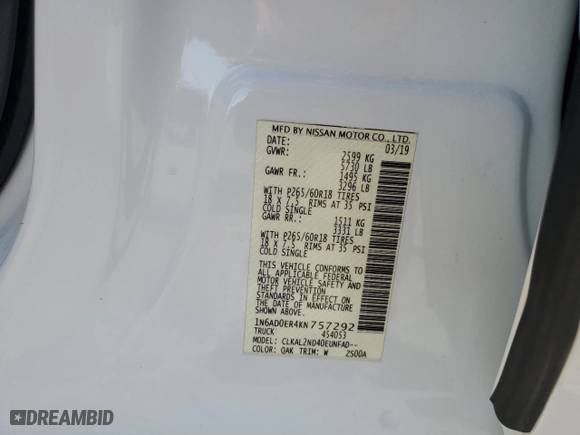 2019 Nissan Frontier SL with VIN 1N6AD0ER4KN757292, listed as a Copart auction lot 52388835 with 0 mi miles and Salvage Title. Bid and sale history available at carsss.com. Image 13.
