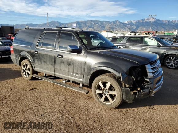 2015 Ford Expedition Max Platinum with VIN 1FMJK1MT5FEF01675, listed as a Copart auction lot 43652355 with 159,697 mi miles and Salvage title. Bid and sale history available at DreamBid. Image 4.