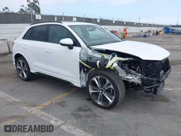 2022 Audi Q3 S line Premium Plus with VIN WA1EECF35N1017446, listed as a IAAI auction lot 42083430 with 37,713 mi miles and . Bid and sale history available at DreamBid. Image 1.
