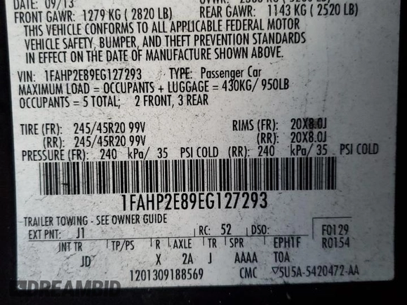2014 Ford Taurus SEL with VIN 1FAHP2E89EG127293, listed as a Copart auction lot 48139185 with 144,245 mi miles and Clean Title. Bid and sale history available at carsss.com. Image 13.