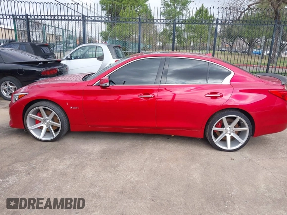 2017 Infiniti Q50 Red Sport 400 with VIN JN1FV7AR4HM870570, listed as a IAAI auction lot 41510557 with 1 mi miles. Bid and sale history available at carsss.com. Image 15.