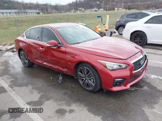 2014 Infiniti Q50 Premium with VIN JN1BV7AR5EM704052, listed as a IAAI auction lot 41155726 with 100,830 mi miles. Bid and sale history available at carsss.com. Image 1.