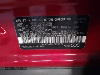 2020 Mitsubishi Eclipse Cross ES with VIN JA4AS3AA0LZ025370, listed as a IAAI auction lot 41812877 with 73,551 mi miles and . Bid and sale history available at DreamBid. Image 9.