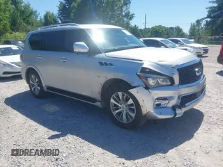 2015 Infiniti QX80 with VIN JN8AZ2NF4F9571941, listed as a IAAI auction lot 42335257 with 168,787 mi miles and . Bid and sale history available at DreamBid. Image 1.