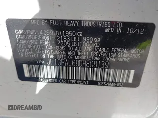 2013 Subaru Impreza Special Sports Premium с VIN JF1GPAL68DH808139, выставлен на аукционе IAAI как лот 41992551 с пробегом 222 945 миль миль и . История ставок и продаж доступна на DreamBid. Изображение 9.