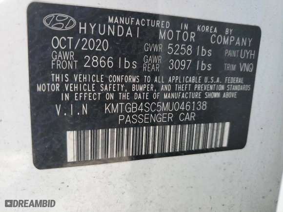 2021 Genesis G80 2.5T with VIN KMTGB4SC5MU046138, listed as a Copart auction lot 47270694 with 36,113 mi miles. Bid and sale history available at carsss.com. Image 13.