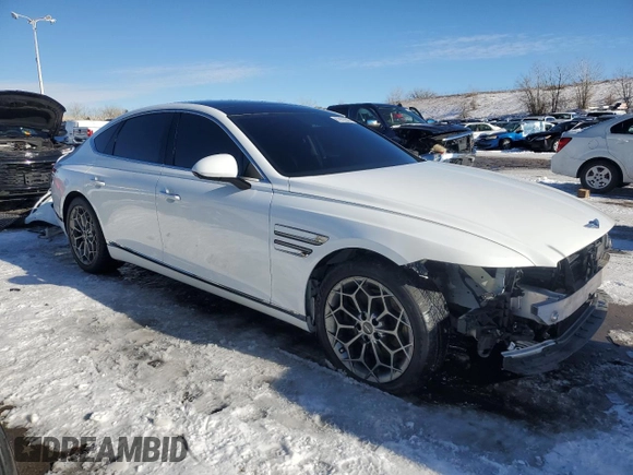 2021 Genesis G80 2.5T with VIN KMTGB4SC6MU044687, listed as a Copart auction lot 87952985 with 80,141 mi miles and Salvage Title. Bid and sale history available at DreamBid. Image 4.