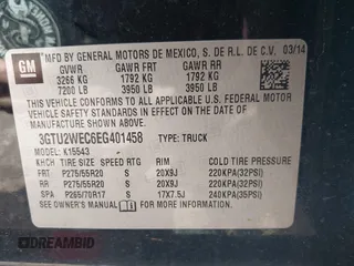 2014 GMC Sierra 1500 Denali z VIN 3GTU2WEC6EG401458, wystawiony jako IAAI lot #41935704 z przebiegiem 149 136 mil mil oraz . Historia ofert i sprzedaży dostępna na DreamBid. Obrazek 9.