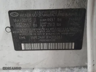 2015 Hyundai Sonata 2.4L SE with VIN 5NPE24AF7FH215283, listed as a Copart auction lot 82815724 with 134,658 mi miles and Salvage Title. Bid and sale history available at carsss.com. Image 12.