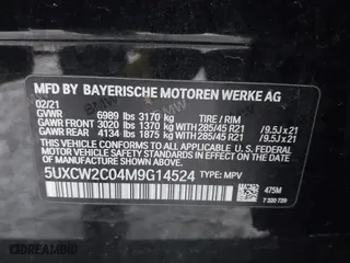 2021 BMW X7 xDrive40i with VIN 5UXCW2C04M9G14524, listed as a IAAI auction lot 41440163 with 49,046 mi miles. Bid and sale history available at carsss.com. Image 9.