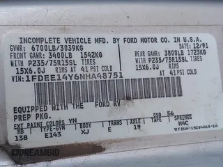 1992 Ford Econoline Cargo with VIN 1FDEE14Y6NHA48751, listed as a IAAI auction lot 41719651 with Not provided miles and . Bid and sale history available at DreamBid. Image 9.