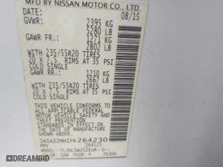 2015 Nissan Murano SV with VIN 5N1AZ2MH1FN264230, listed as a IAAI auction lot 41706849 with 232,718 mi miles. Bid and sale history available at carsss.com. Image 9.