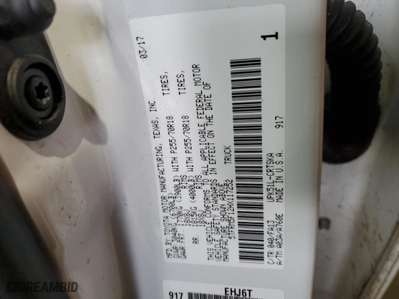 2017 Toyota Tundra 2WD SR with VIN 5TFRM5F12HX117252, listed as a Copart auction lot 43151995 with 144,398 mi miles and Salvage Title. Bid and sale history available at carsss.com. Image 12.
