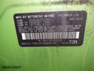 2015 Mitsubishi Mirage DE with VIN ML32A3HJ2FH009459, listed as a IAAI auction lot 41199208 with 142,447 mi miles. Bid and sale history available at carsss.com. Image 9.