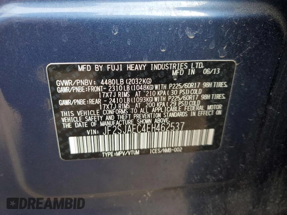 2014 Subaru Forester 2.5i Premium with VIN JF2SJAEC4EH462537, listed as a Copart auction lot 49446875 with 135,431 mi miles and Salvage Title. Bid and sale history available at carsss.com. Image 12.