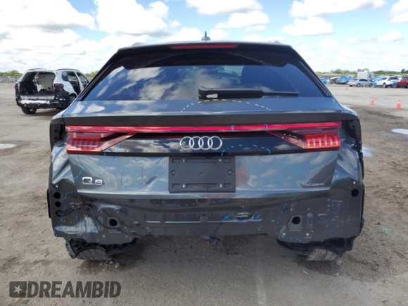 2021 Audi Q8 Premium Plus with VIN WA1EVAF17MD039755, listed as a Copart auction lot 46700145 with 21,823 mi miles and Salvage Title. Bid and sale history available at carsss.com. Image 6.