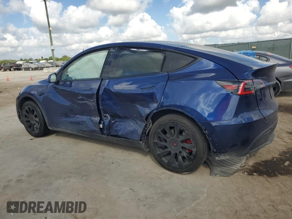2020 Tesla Model Y Long Range with VIN 5YJYGDEE7LF038244, listed as a Copart auction lot 44153755 with 53,256 mi miles and Salvage Title. Bid and sale history available at DreamBid. Image 2.