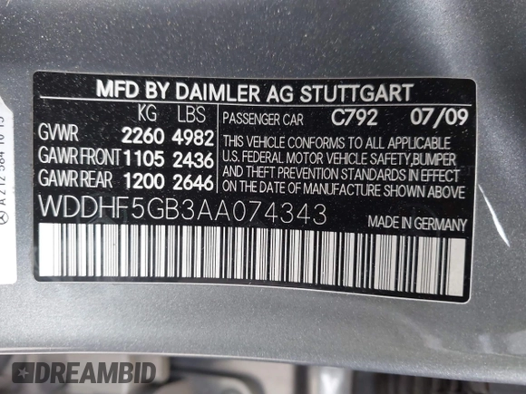 2010 Mercedes-Benz E-Class E 350 Luxury with VIN WDDHF5GB3AA074343, listed as a IAAI auction lot 42047130 with 127,000 mi miles. Bid and sale history available at carsss.com. Image 9.