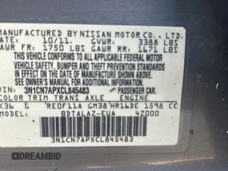 2012 Nissan Versa S with VIN 3N1CN7APXCL845483, listed as a Copart auction lot 47060185 with 66,879 mi miles and Clean Title. Bid and sale history available at carsss.com. Image 10.