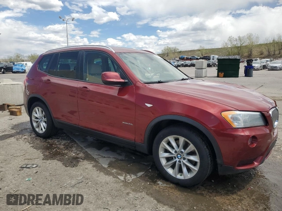 2014 BMW X3 xDrive28i with VIN 5UXWX9C54E0D23221, listed as a Copart auction lot 55412975 with 139,813 mi miles and Salvage Title. Bid and sale history available at DreamBid. Image 4.