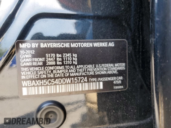 2013 BMW 5 Series 528i xDrive z VIN WBAXH5C54DDW15724, wystawiony jako Copart lot #64254645 z przebiegiem 91 958 mil mil oraz Czysty tytuł • Clean title. Historia ofert i sprzedaży dostępna na DreamBid. Obrazek 12.