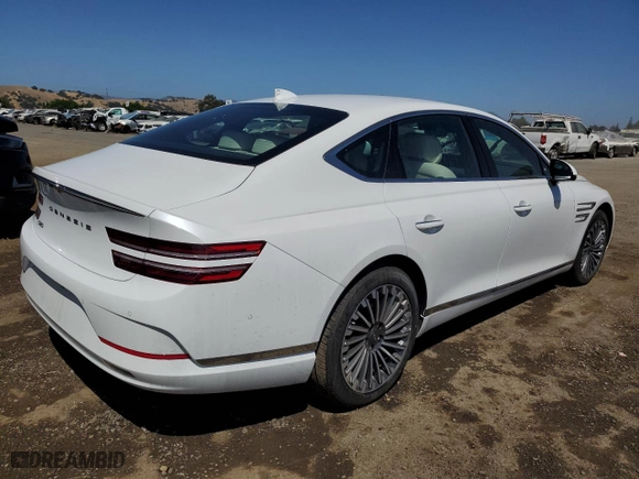 2023 Genesis Electrified G80 with VIN KMTGE4S13PU005176, listed as a Copart auction lot 58163704 with 5,315 mi miles and Non Repairable. Bid and sale history available at carsss.com. Image 3.