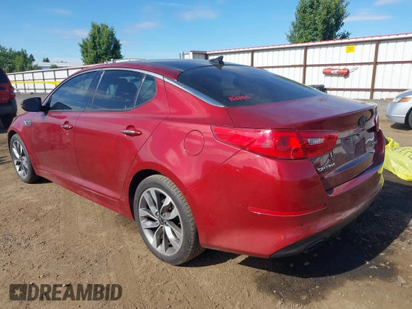 2015 Kia Optima SX Turbo with VIN 5XXGR4A64FG393524, listed as a IAAI auction lot 42617421 with 93,448 mi miles and . Bid and sale history available at DreamBid. Image 3.