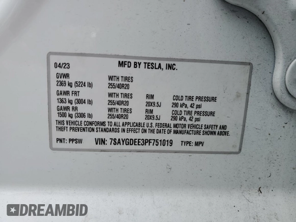 2023 Tesla Model Y Long Range z VIN 7SAYGDEE3PF751019, wystawiony jako Copart lot #57972885 z przebiegiem 24 591 mil mil oraz Szkoda całkowita • Salvage title. Historia ofert i sprzedaży dostępna na DreamBid. Obrazek 14.