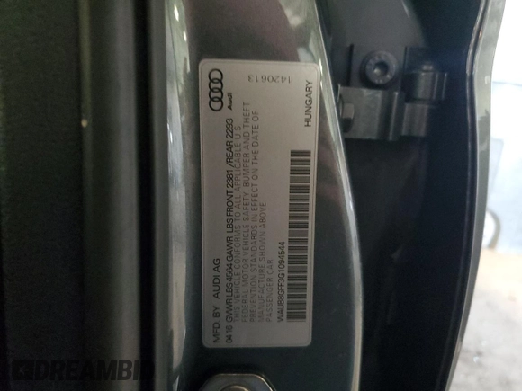 2016 Audi A3 2.0T Premium with VIN WAUB8GFF3G1094544, listed as a Copart auction lot 43507174 with 103,430 mi miles. Bid and sale history available at carsss.com. Image 12.
