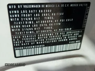 2019 Volkswagen Tiguan S z VIN 3VV0B7AX0KM200859, wystawiony jako Copart lot #53995675 z przebiegiem 71 737 mil mil oraz Szkoda całkowita • Salvage title. Historia ofert i sprzedaży dostępna na DreamBid. Obrazek 13.