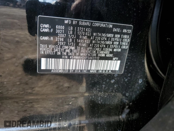 2023 Subaru Ascent Onyx with VIN 4S4WMAHDXP3462212, listed as a Copart auction lot 80742404 with 17,911 mi miles and Salvage title. Bid and sale history available at DreamBid. Image 13.