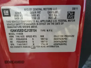 2012 Chevrolet Traverse 1LT z VIN 1GNKVGED1CJ128154, wystawiony jako Copart lot #51785665 z przebiegiem 177 899 mil mil oraz Nie do naprawy • Non repairable. Historia ofert i sprzedaży dostępna na DreamBid. Obrazek 14.
