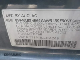 2009 Audi A3 z VIN WAUHE78P19A024245, wystawiony jako IAAI lot #41972426 z przebiegiem 169 354 mil mil oraz . Historia ofert i sprzedaży dostępna na DreamBid. Obrazek 9.