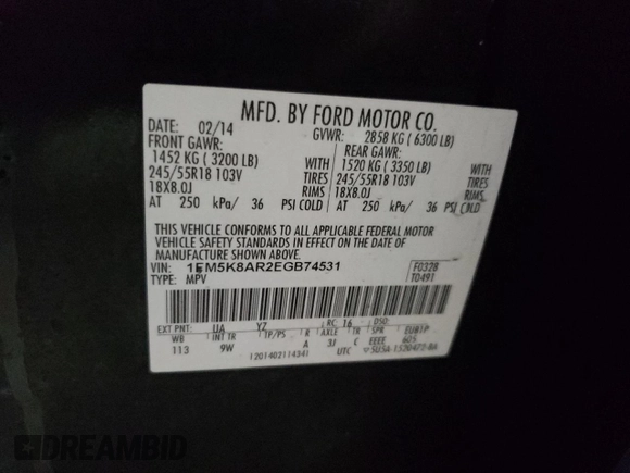 2014 Ford Utility Police Interceptor with VIN 1FM5K8AR2EGB74531, listed as a Copart auction lot 83323664 with 124,983 mi miles and Clean Title. Bid and sale history available at carsss.com. Image 13.