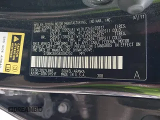 2011 Toyota Highlander z VIN 5TDBK3EH5BS090250, wystawiony jako IAAI lot #42216937 z przebiegiem 191 201 mil mil oraz . Historia ofert i sprzedaży dostępna na DreamBid. Obrazek 9.